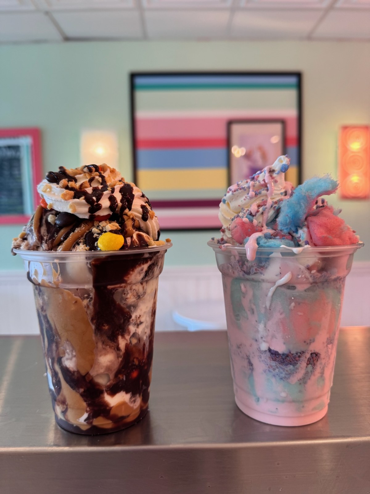 Cotton candy sundae at Wally's Wicked Good Ice Cream